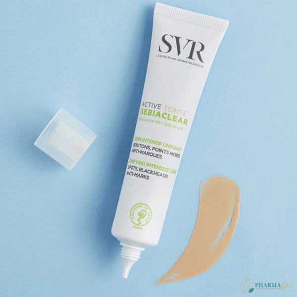 SVR SEBIACLEAR Active Teintée 40 ml – Soin anti-imperfections teinté pour peaux mixtes à grasses, réduit boutons et comédons, unifie le teint et matifie la peau. Disponible sur PharmGo.