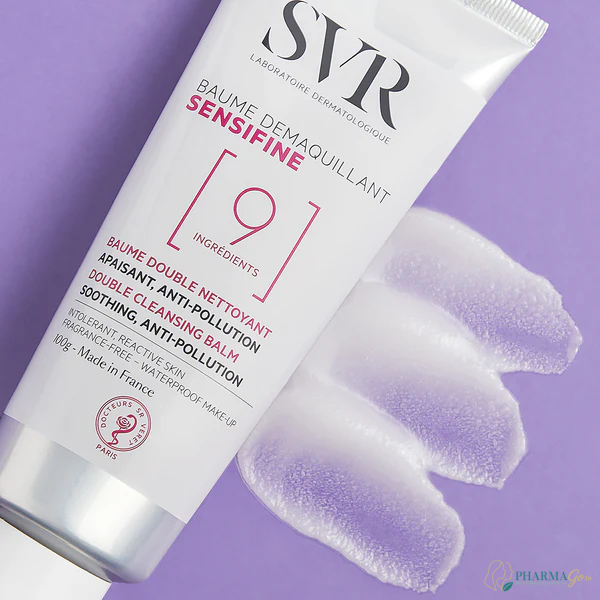 SVR SENSIFINE Baume Démaquillant 100 g – Baume nettoyant fondant pour peaux sensibles, élimine le maquillage waterproof, apaise et nourrit la peau. Disponible sur PharmGo.