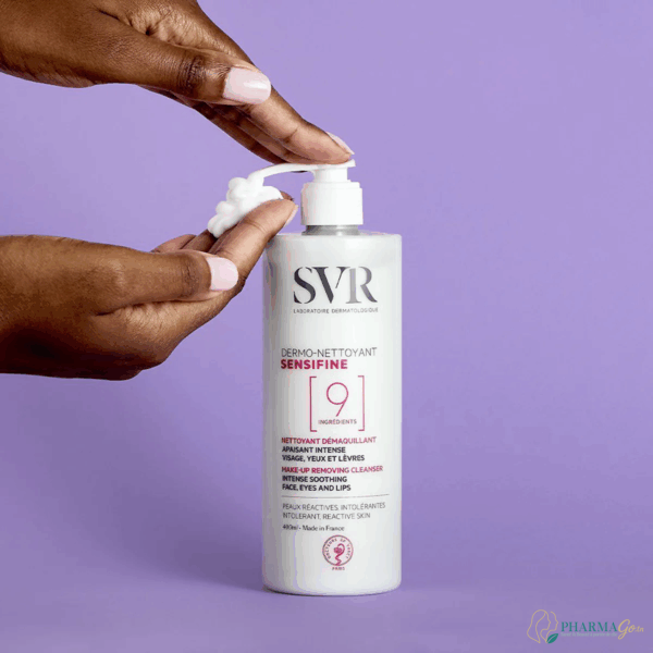 SVR SENSIFINE Dermo Nettoyant 400 ml – Gel nettoyant doux pour peaux sensibles et réactives, apaise rougeurs et irritations tout en nettoyant efficacement. Disponible sur PharmGo.