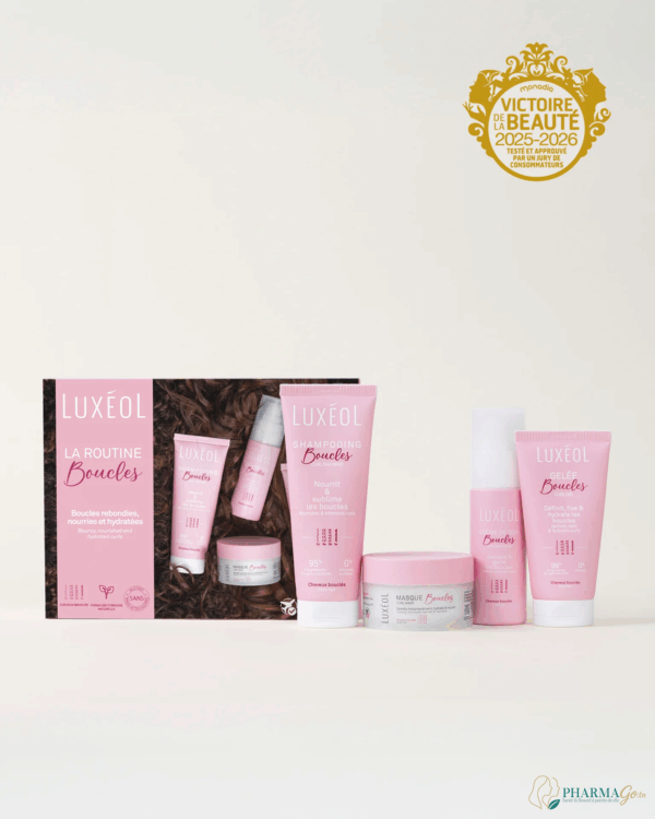 LUXEOL Coffret Routine Boucles Format Voyage – Soin complet 4-en-1 pour cheveux bouclés, hydrate, définit et sublime les boucles, idéal pour les déplacements. Disponible sur PharmGo.