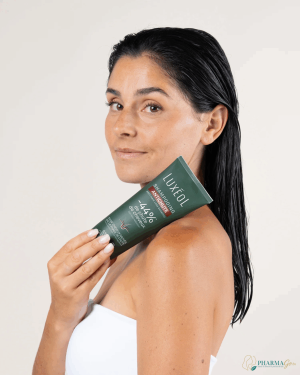 LUXÉOL Shampooing Anti-Chute 200 ml – Shampooing fortifiant qui réduit la chute de cheveux, stimule la croissance et redonne densité et brillance. Disponible sur PharmGo.