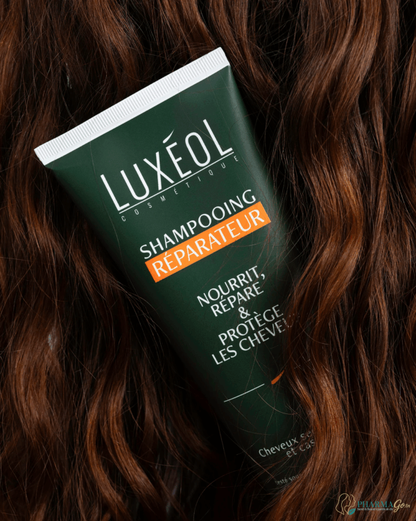 LUXÉOL Shampooing Réparateur 200 ml – Shampooing nourrissant et réparateur à la kératine et au karité, redonne force, douceur et brillance aux cheveux abîmés. Disponible sur PharmGo.