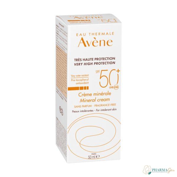 Avène Crème Minérale Haute Protection SPF50+ 50ml – soin solaire minéral pour peaux sensibles, hydratant et apaisant, protection UVA/UVB avec Eau Thermale d’Avène