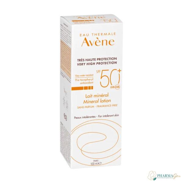 Avène Solaire Lait Minéral Très Haute Protection SPF50+ 100ml – crème solaire minérale pour peau sensible et intolérante, protection UVA/UVB et lumière bleue, formule sans filtre chimique